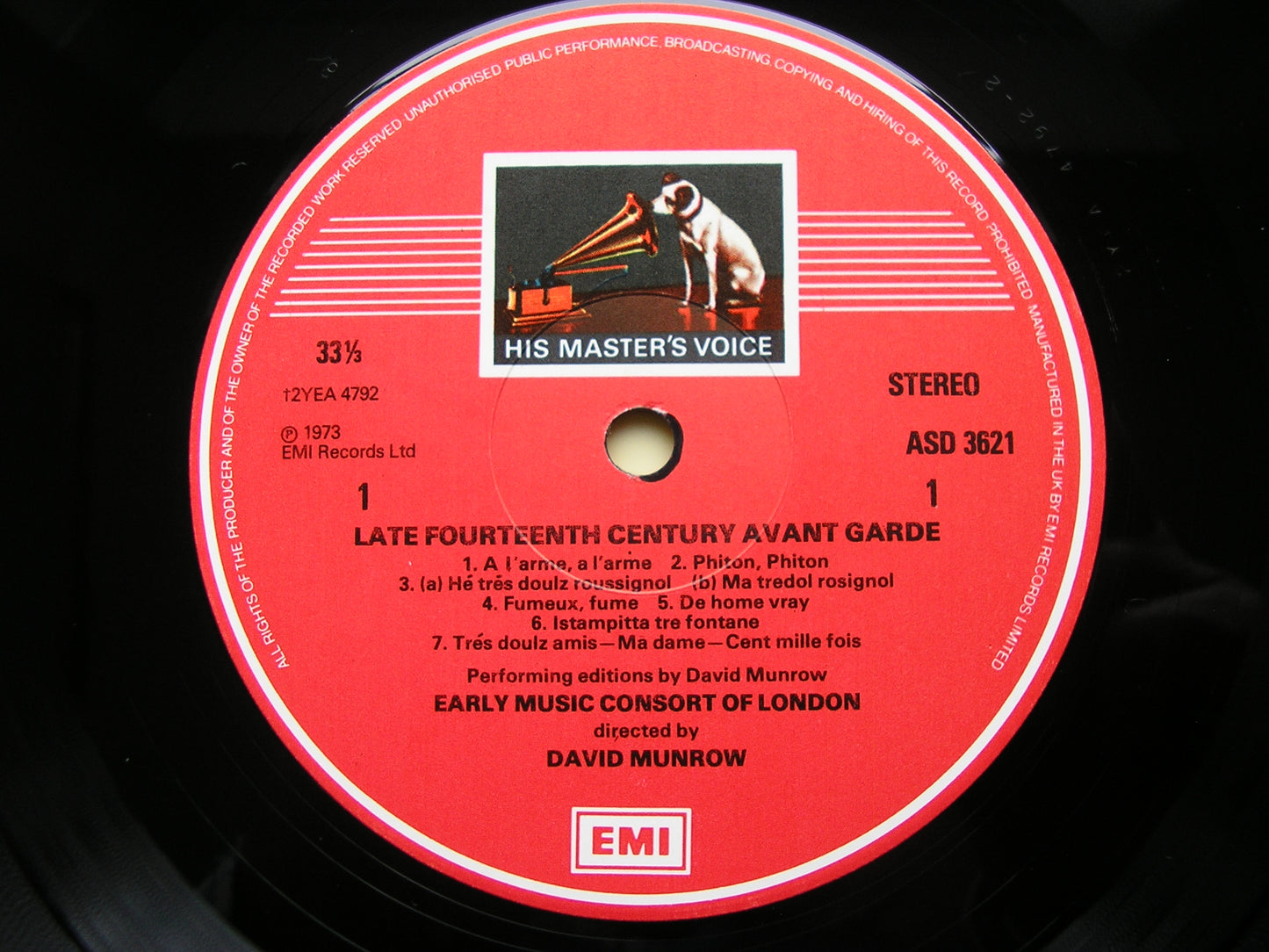 LATE 14th CENTURY AVANT GARDE: SONGS & INSTRUMENTAL PIECES     THE EARLY MUSIC CONSORT OF LONDON / MUNROW     ASD 3621