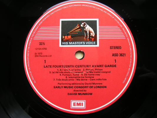 LATE 14th CENTURY AVANT GARDE: SONGS & INSTRUMENTAL PIECES     THE EARLY MUSIC CONSORT OF LONDON / MUNROW     ASD 3621
