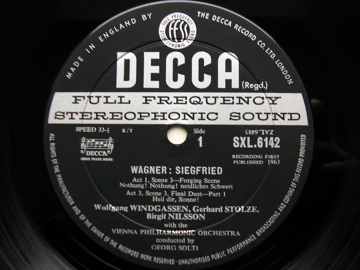 SXL 6142  WAGNER: SIEGFRIED   excerpts     NILSSON / WINDGASSEN / VIENNA PHILHARMONIC / SOLTI     ED2