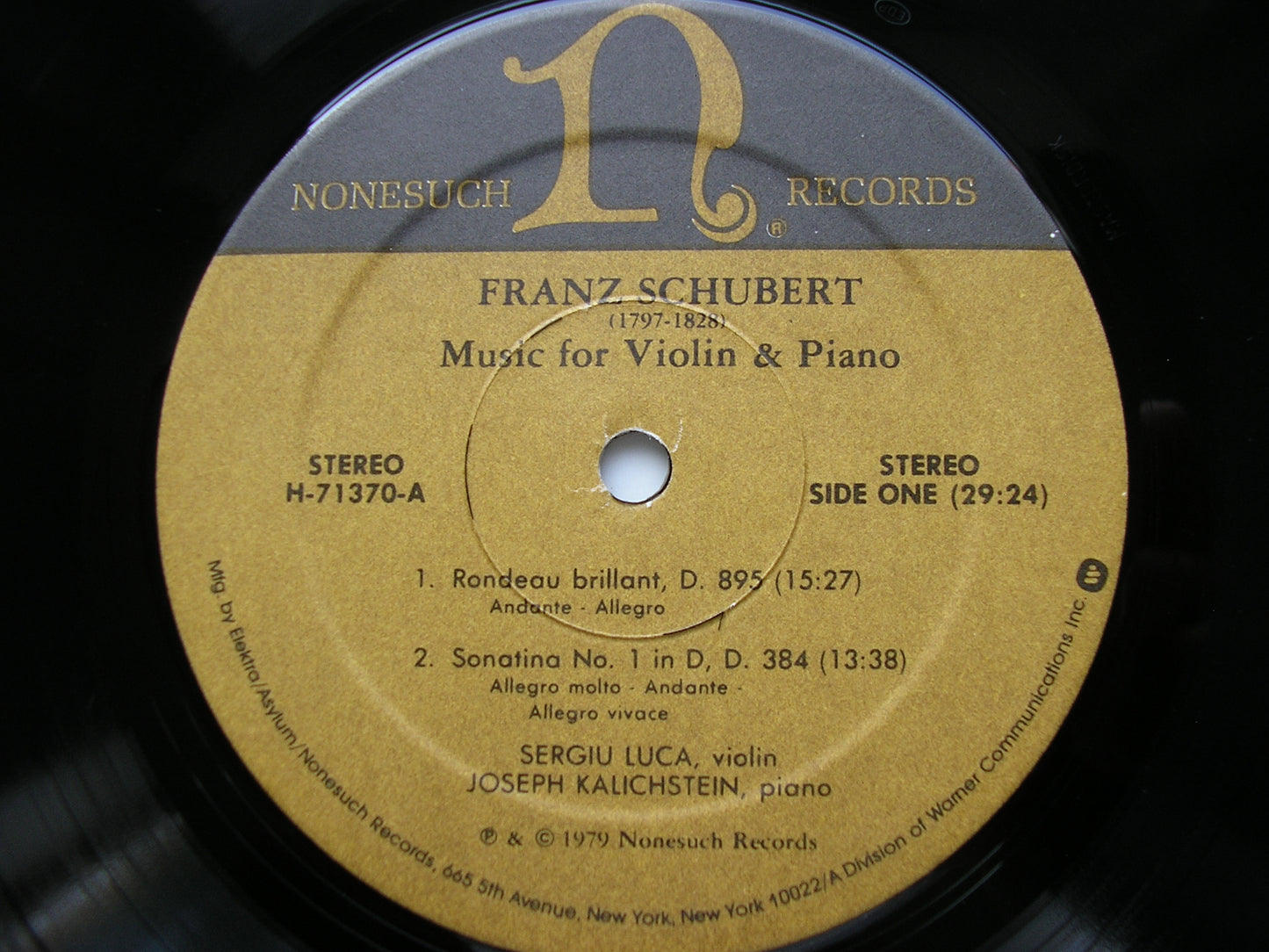 SCHUBERT: MUSIC FOR VIOLIN & PIANO     SERGIU LUCA / JOSEPH KALICHSTEIN      H-71370