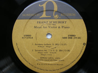 SCHUBERT: MUSIC FOR VIOLIN & PIANO     SERGIU LUCA / JOSEPH KALICHSTEIN      H-71370