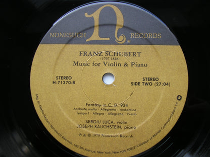 SCHUBERT: MUSIC FOR VIOLIN & PIANO     SERGIU LUCA / JOSEPH KALICHSTEIN      H-71370