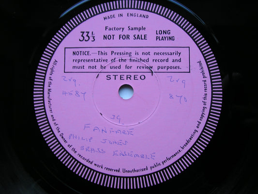 FANFARE: MUSIC FOR BRASS       PHILIP JONES BRASS ENSEMBLE / HOWARTH / SNELL   Test Pressing    ZRG 870