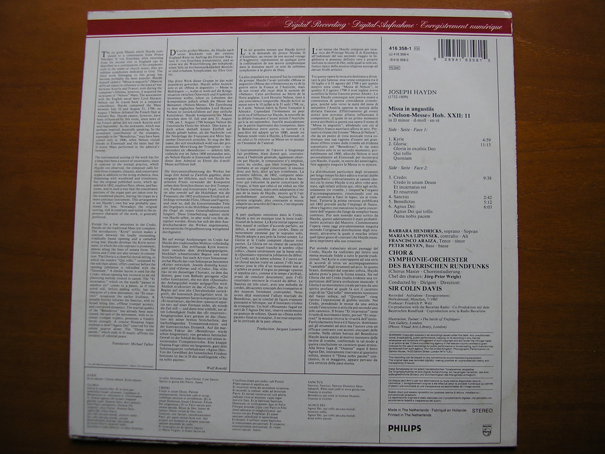 HAYDN: NELSON MASS      SOLOISTS / BAVARIAN RADIOSYMPHONY / DAVIS     416 358