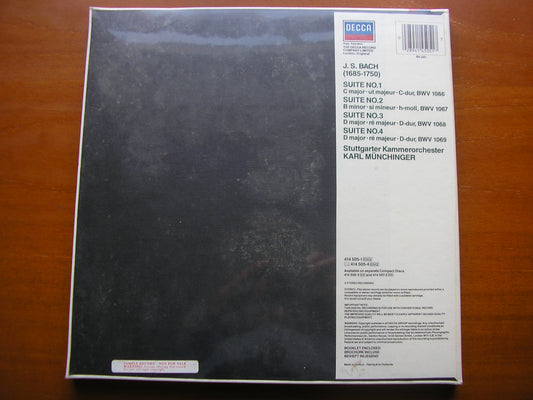 BACH: FOUR ORCHESTRAL SUITES BWV 1066 - 1069    MUNCHINGER / STUTTGART CHAMBER ORCHESTRA   414 505