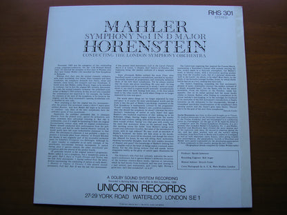 MAHLER: SYMPHONY No. 1      HORENSTEIN / LONDON SYMPHONY    RHS 301