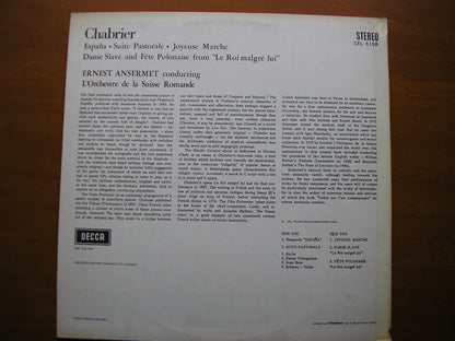 SXL 6168  CHABRIER: ESPANA / SUITE PASTORALE / JOYEUSE MARCHE        ANSERMET / SUISSE ROMANDE      ED1