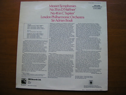 MOZART: SYMPHONIES Nos. 35 'Haffner'  &  41  'Jupiter'    BOULT / LONDON PHILHARMONIC     ASD 3158
