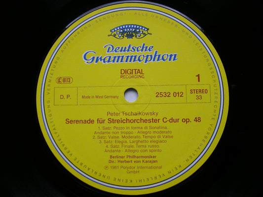 TCHAIKOVSKY & DVORAK: SERENADES FOR STRINGS      KARAJAN / BERLIN PHILHARMONIC     2532 012