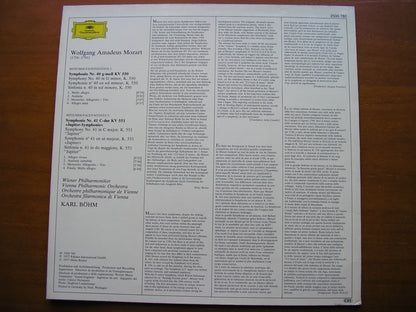 MOZART: SYMPHONIES Nos.  40  &  41  'Jupiter'          BOHM / VIENNA PHILHARMONIC      2530 780