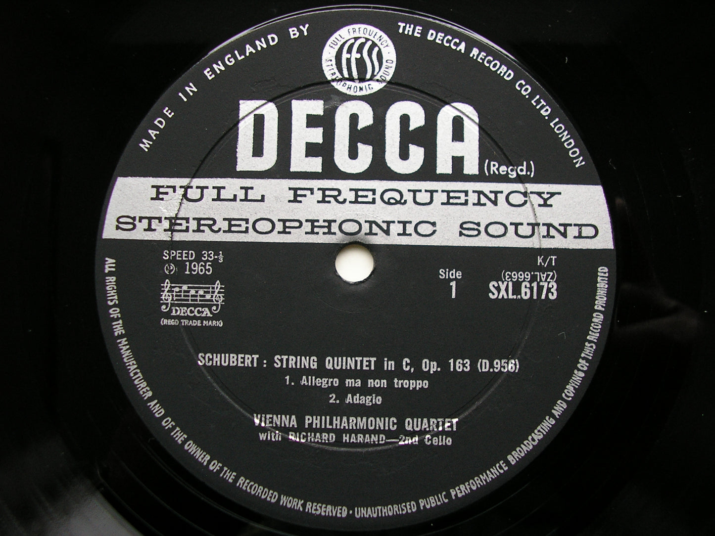 SXL 6173  SCHUBERT: STRING QUINTET / STRING TRIO     VIENNA PHILHARMONIC QUARTET / HARAND      ED2