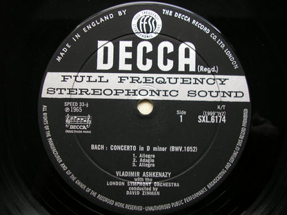 SXL 6174  BACH: CONCERTO in D / CHOPIN: PIANO CONCERTO No. 2      ASHKENAZY / LONDON SYMPHONY / ZINMAN     ED2