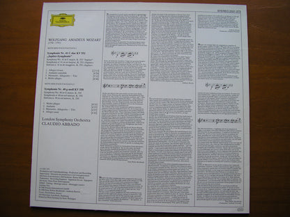 MOZART: SYMPHONIES Nos. 40  &  41  'Jupiter'      ABBADO / LONDON SYMPHONY     2531 273