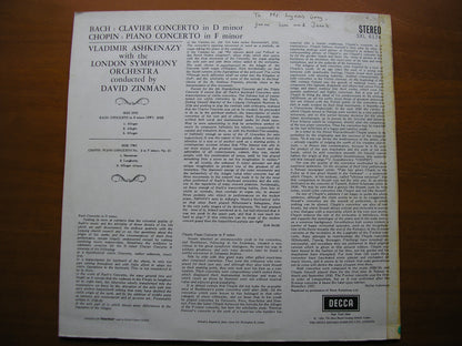SXL 6174  BACH: CONCERTO in D / CHOPIN: PIANO CONCERTO No. 2      ASHKENAZY / LONDON SYMPHONY / ZINMAN     ED2