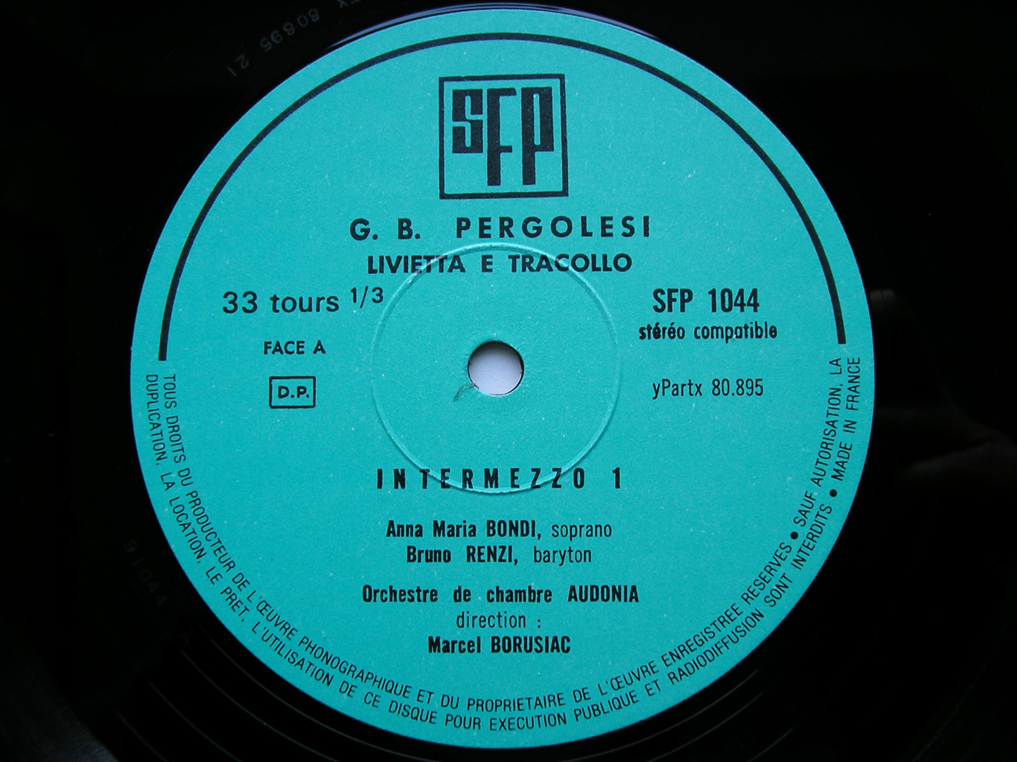PERGOLESI: LIVIETTA E TRACOLLO (1734)     ANNA MARIA BONDI / BRUNO RENZI / AUDONIA / BORUSIAC     SFP 91 044