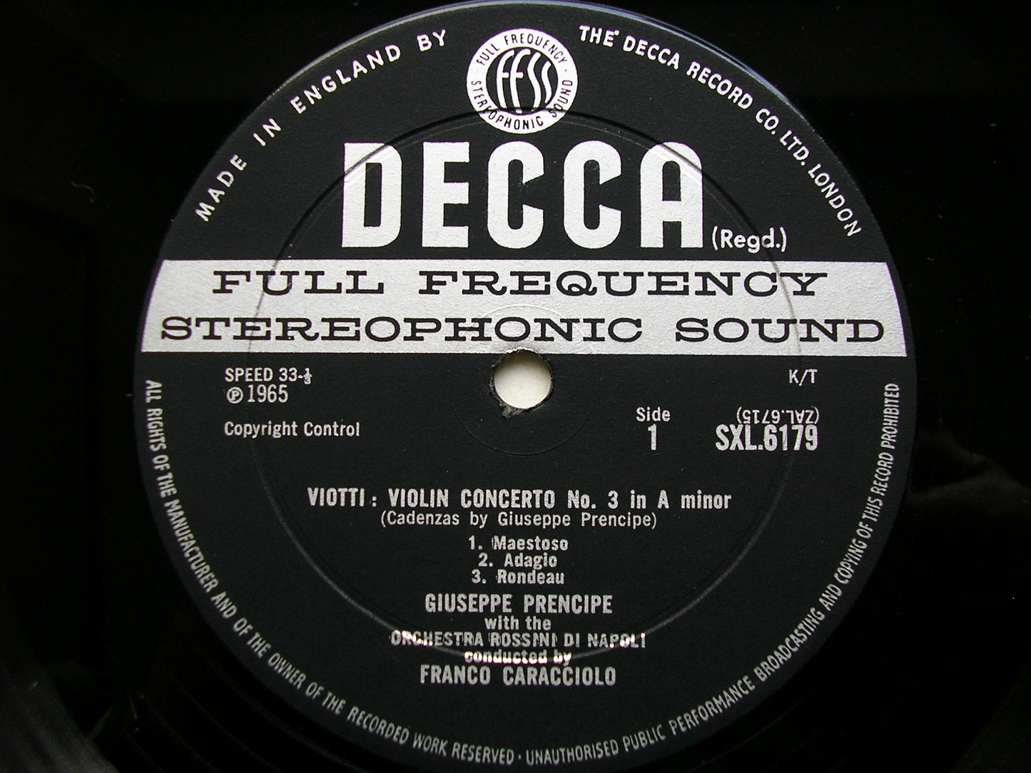 SXL 6179  VIOTTI: VIOLIN CONCERTO / BOCCHERINI: SYMPHONY  in C     PRENCIPE / ROSSINI ORCHESTRA OF NAPLES / CARACCIOLO    ED2