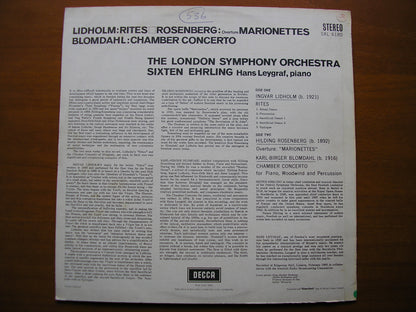 SXL 6180  LIDHOLM: RITES / ROSENBERG: OVERTURE Marionettes / BLOMDAHL: CHAMBER CONCERTO     LEYGRAF / LONDON SYMPHONY / EHRLING    ED1