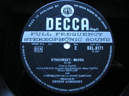 SXL 6171  STRAVINSKY: RENARD / SCHERZO / MAVRA      SOLOISTS / SUISSE ROMANDE / ANSERMET       ED2