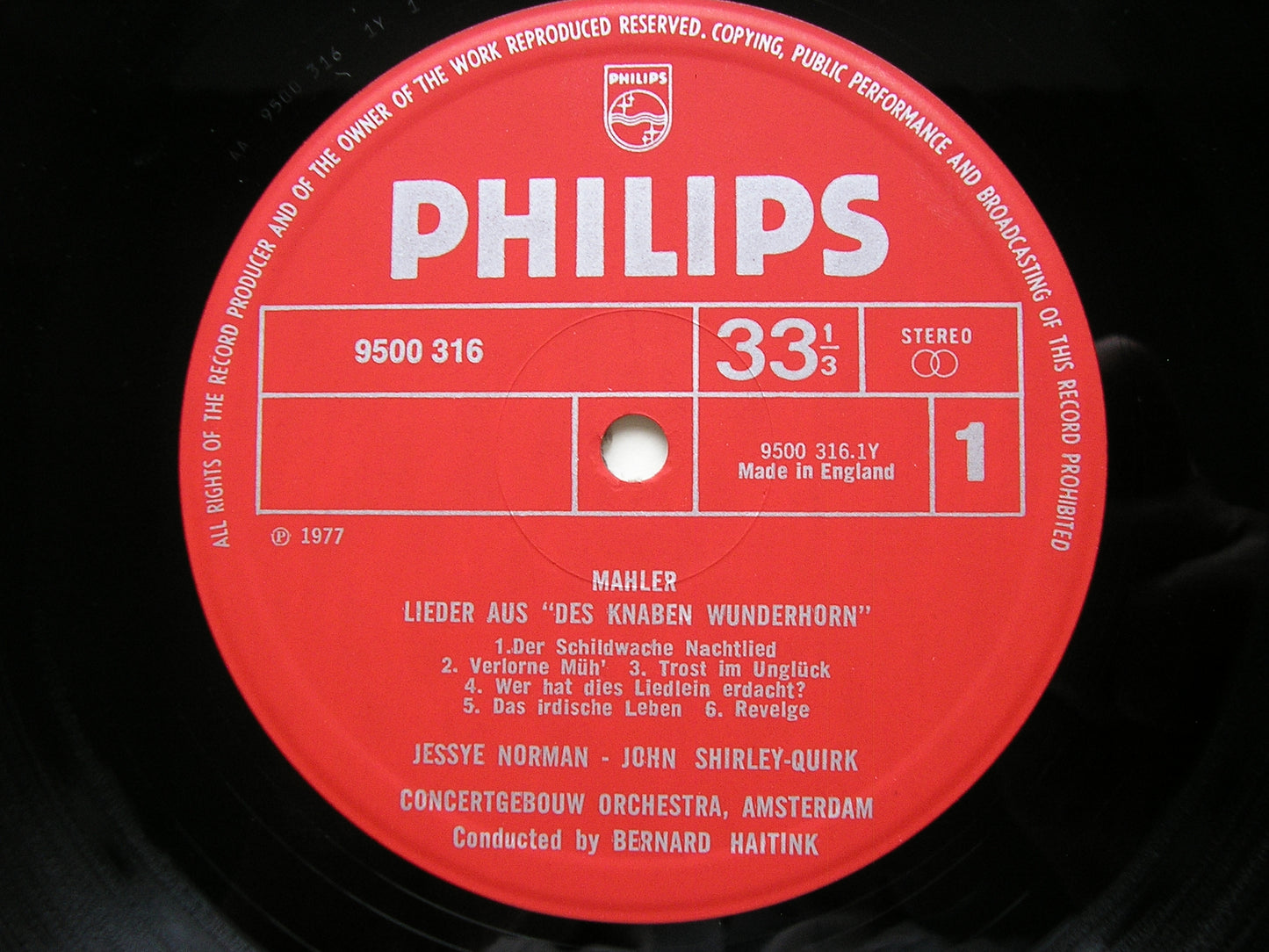 MAHLER: DES KNABEN WUNDERHORN    NORMAN / SHIRLEY-QUIRK / CONCERTGEBOUW ORCHESTRA / HAITINK      9500 316