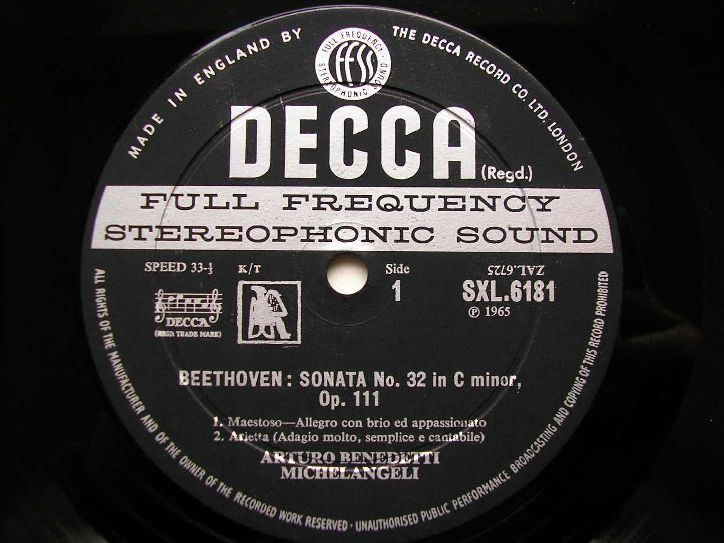 SXL 6181  BEETHOVEN: PIANO SONATA No. 32 / SONATAS BY GALUPPI & SCARLATTI     MICHELANGELI     ED2
