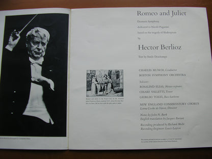 BERLIOZ: ROMEO ET JULIETTE     ELIAS / VALLETTI / TOZZI / BOSTON SYMPHONY / CHARLES MUNCH    2LP     LDS 6098