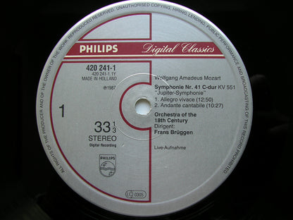 MOZART: SYMPHONY No. 41 'Jupiter' / OVERTURE     BRUGGEN / ORCHESTRA OF THE 18th CENTURY     420 241