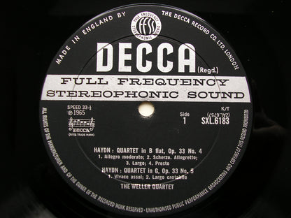 SXL 6183  HAYDN: THREE STRING QUARTETS Op. 33     THE WELLER QUARTET     ED2
