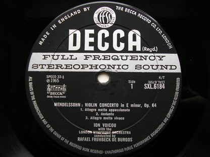 SXL 6184  MENDELSSOHN / BRUCH: VIOLIN CONCERTOS     ION VOICOU / LONDON SYMPHONY / DE BURGOS       ED2