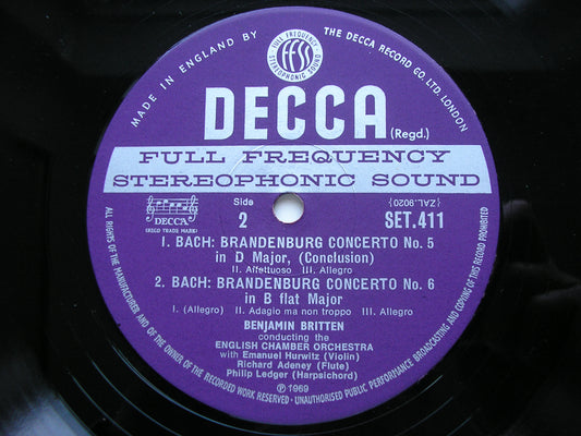 BACH: THE BRANDENBURG CONCERTOS BENJAMIN BRITTEN / ENGLISH CHAMBER ORCHESTRA SET 410-411
