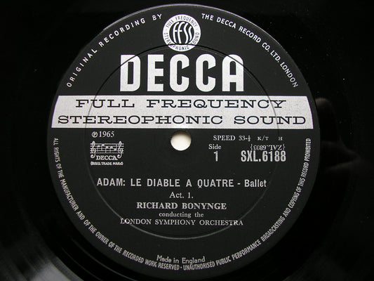 SXL 6188  ADAM:  LE DIABLE A QUATRE  complete ballet     BONYNGE / LONDON SYMPHONY    ED1