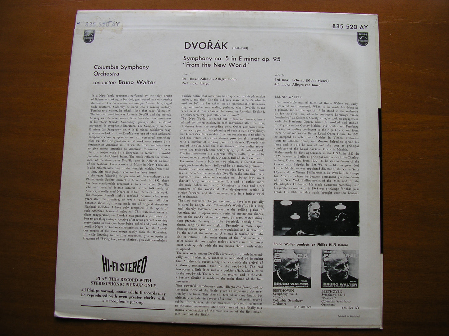 DVORAK: SYMPHONY No. 9  'From the New World'     WALTER / COLUMBIA SYMPHONY    835 520 AY