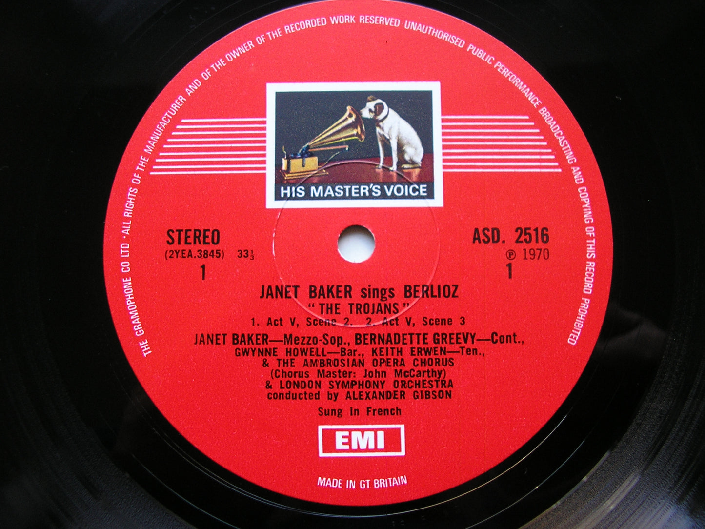 BERLIOZ: THE TROJANS  Act 5 Scenes 2 & 3      JANET BAKER / LONDON SYMPHONY / GIBSON     ASD 2516