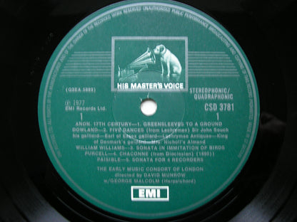 GREENSLEEVES TO A GROUND       MALCOM / THE EARLY MUSIC CONSORT OF LONDON / MUNROW      CSD 3781