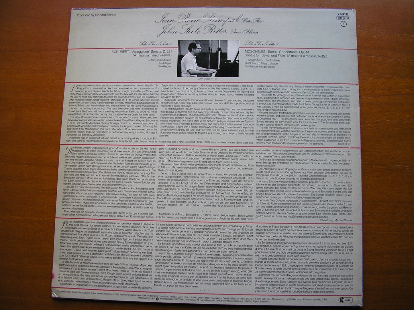 SCHUBERT: ARPEGGIONE SONATA / MOSCHELES: SONATA CONCERTANTE      RAMPAL / RITTER     74010