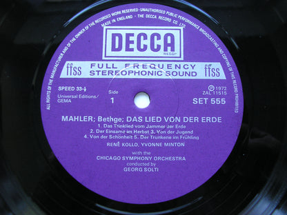 MAHLER: DAS LIED VON DER ERDE     MINTON / KOLLO / CHICAGO SYMPHONY / SOLTI      SET 555