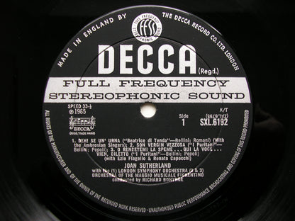 SXL 6192  SUTHERLAND SINGS BELLINI        BONYNGE / LSO / MOLINARI-PRADELLI / OROHCG      ED1