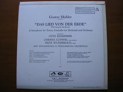 MAHLER: DAS LIED VON DER ERDE      LUDWIG / WUNDERLICH / NEW PHILHARMONIA / KLEMPERER      SAN 179