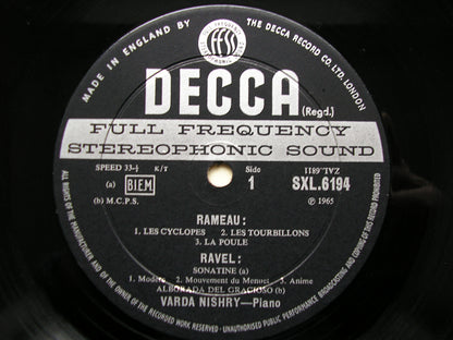 SXL 6194  RAMEAU / FRANCK / RAVEL: PIANO MUSIC      VARDA NISHRY    ED2