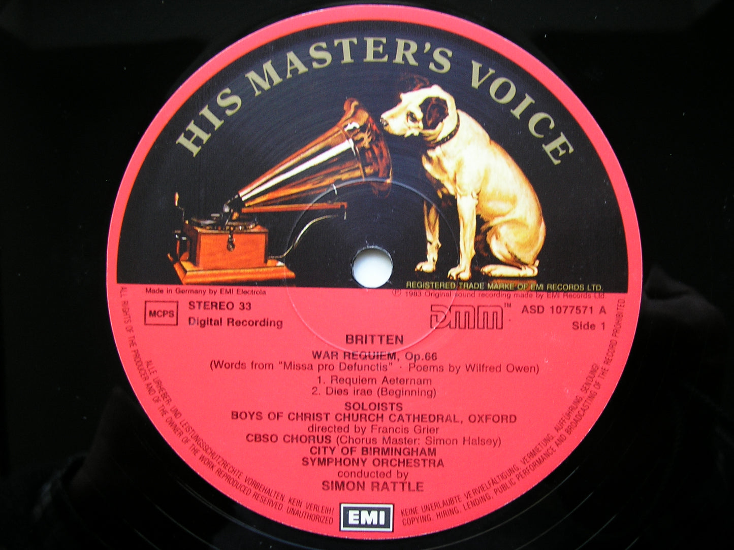 BRITTEN: WAR REQUIEM     SOLOISTS / CITY OF BIRMINGHAM SYMPHONY / RATTLE   2LP    SLS 1077573