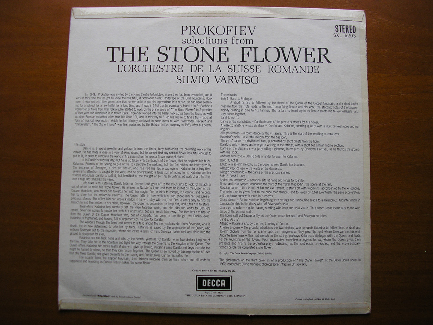 SXL 6203  PROKOFIEV: THE STONE FLOWER   excerpts      VARVISO / SUISSE ROMANDE     ED2