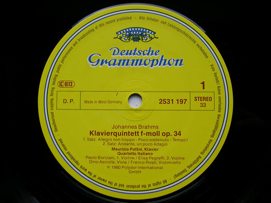 BRAHMS: PIANO QUINTET Op. 34      POLLINI / QUARTETTO ITALIANO     2531 197