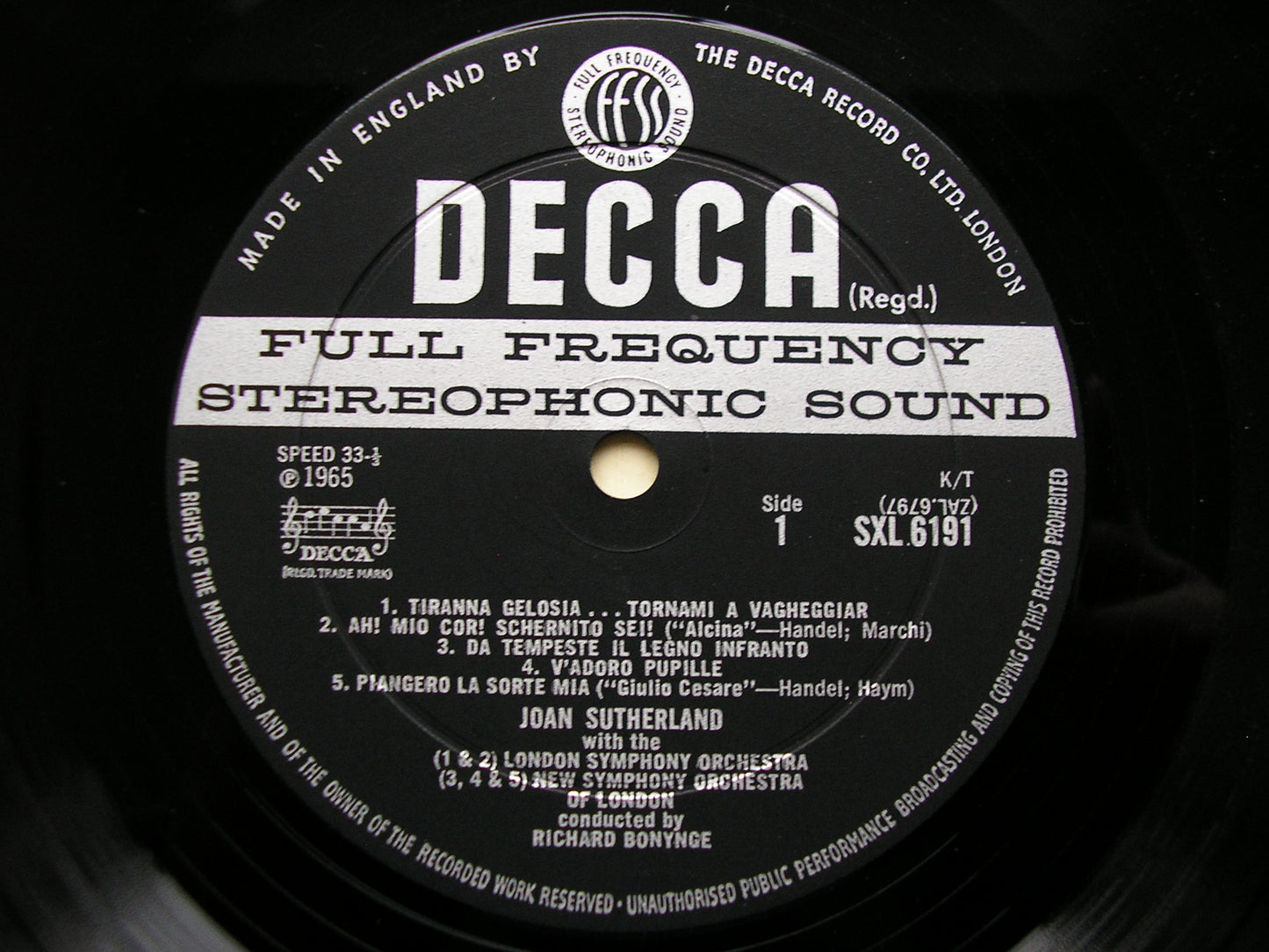 SXL 6191  SUTHERLAND SINGS HANDEL     BONYNGE / BOULT / MOLINARI-PRADELLI     ED2