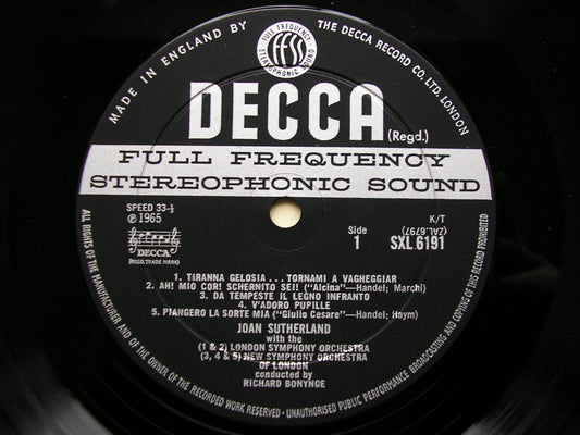 SXL 6191  SUTHERLAND SINGS HANDEL     BONYNGE / BOULT / MOLINARI-PRADELLI     ED2