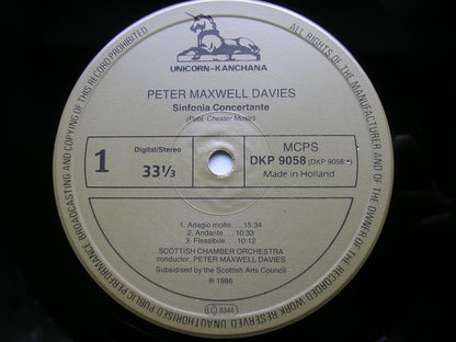 MAXWELL DAVIES: SINFONIA CONCERTANTE / SINFONIA      PETER MAXWELL DAVIES / SCOTTISH CHAMBER ORCHESTRA     DKP 9058