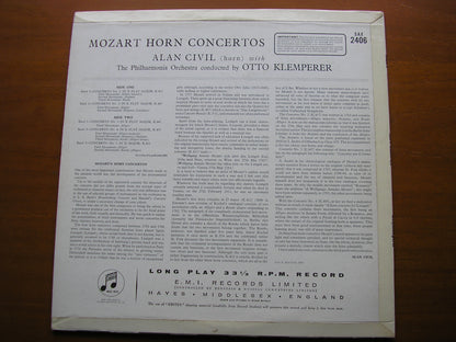 MOZART: HORN CONCERTOS  ALAN CIVIL / PHILHARMONIA / KLEMPERER SAX 2406