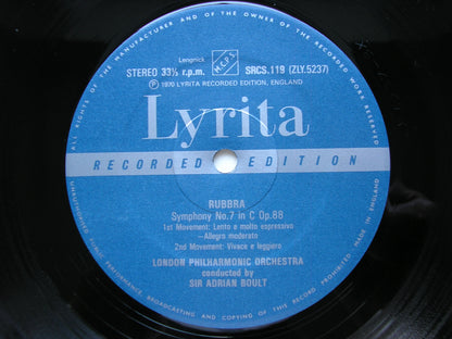 RUBBRA: SYMPHONY No. 7 / SOLILOQUY FOR CELLO & ORCHESTRA CELLO       BOULT / NPO / DE SARAM / LSO / VERNON HANDLEY     SRCS 119