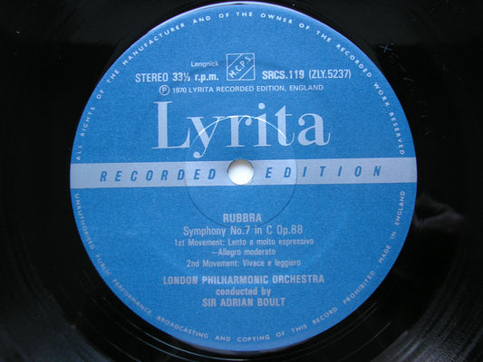 RUBBRA: SYMPHONY No. 7 / SOLILOQUY FOR CELLO & ORCHESTRA CELLO       BOULT / NPO / DE SARAM / LSO / VERNON HANDLEY     SRCS 119