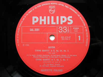 HAYDN: THREE STRING QUARTETS     QUARTETTO ITALIANO       SAL 3591