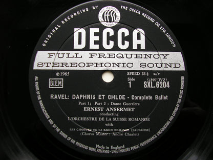 SXL 6204  RAVEL: DAPHNIS & CHLOE   complete ballet     ANSERMET / SUISSE ROMANDE    ED1