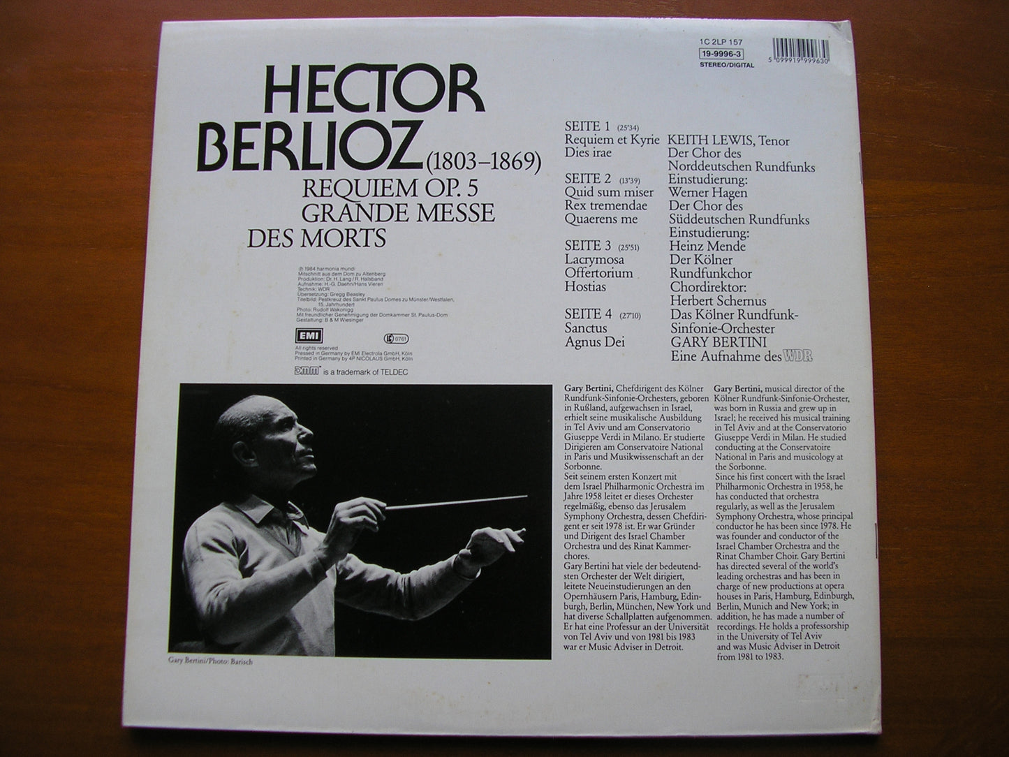 BERLIOZ: REQUIEM     LEWIS / ORCHESTRA & CHORUS OF RADIO COLOGNE / BERTINI    2LP           19-999-3
